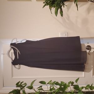 SLNY eggplant colored cape and rhinestone collar dress